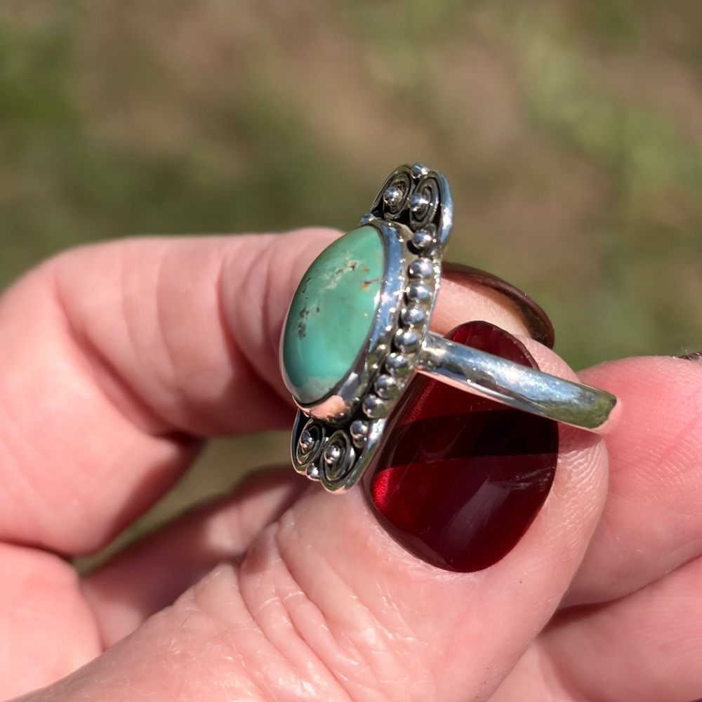 925 Sterling Silver Kingman Turquoise Ring - Picture 6 of 14